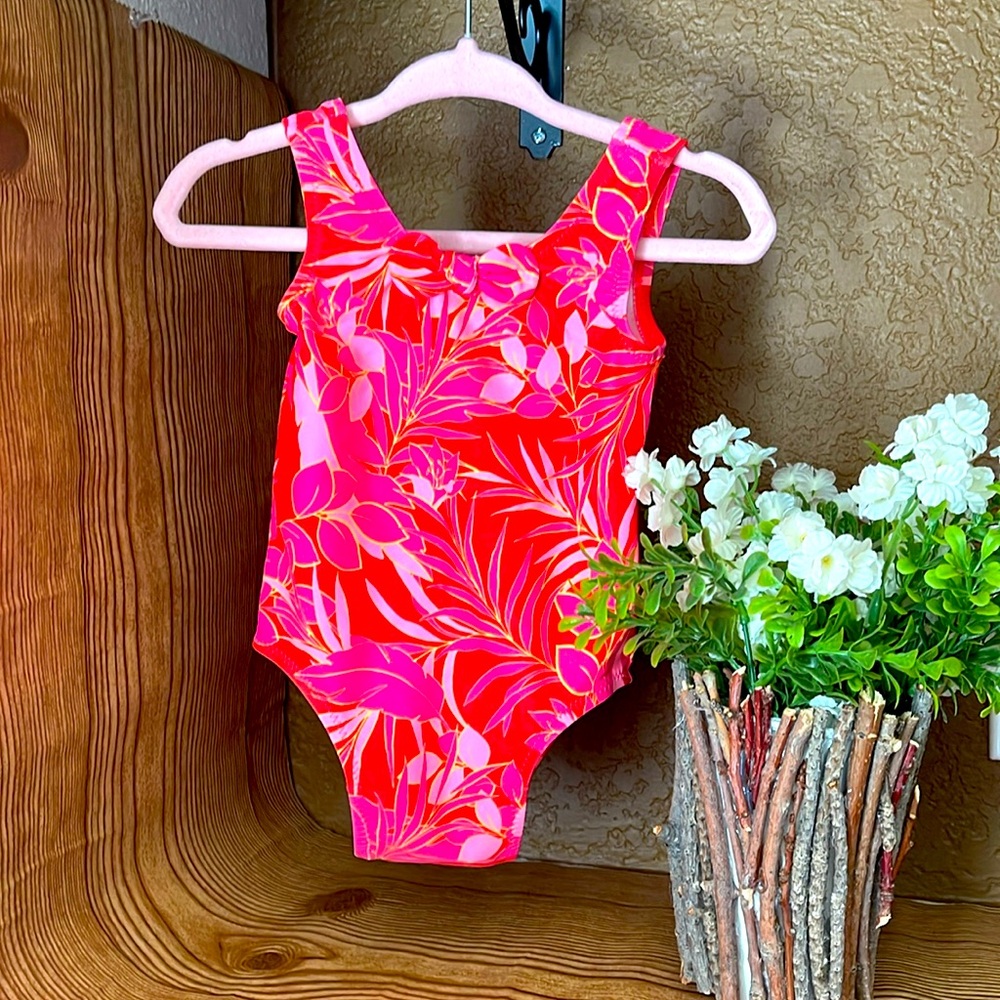 Pink and orange bathing suit 3 to 6 months